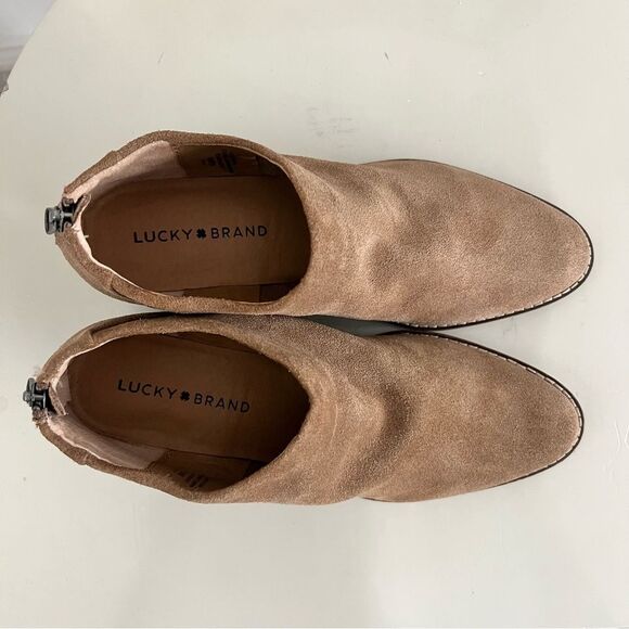 Lucky Brand Women's LK-Fai Ankle Booties in Sesame Oiled Leather Suede Size 8.5 - Picture 6 of 11